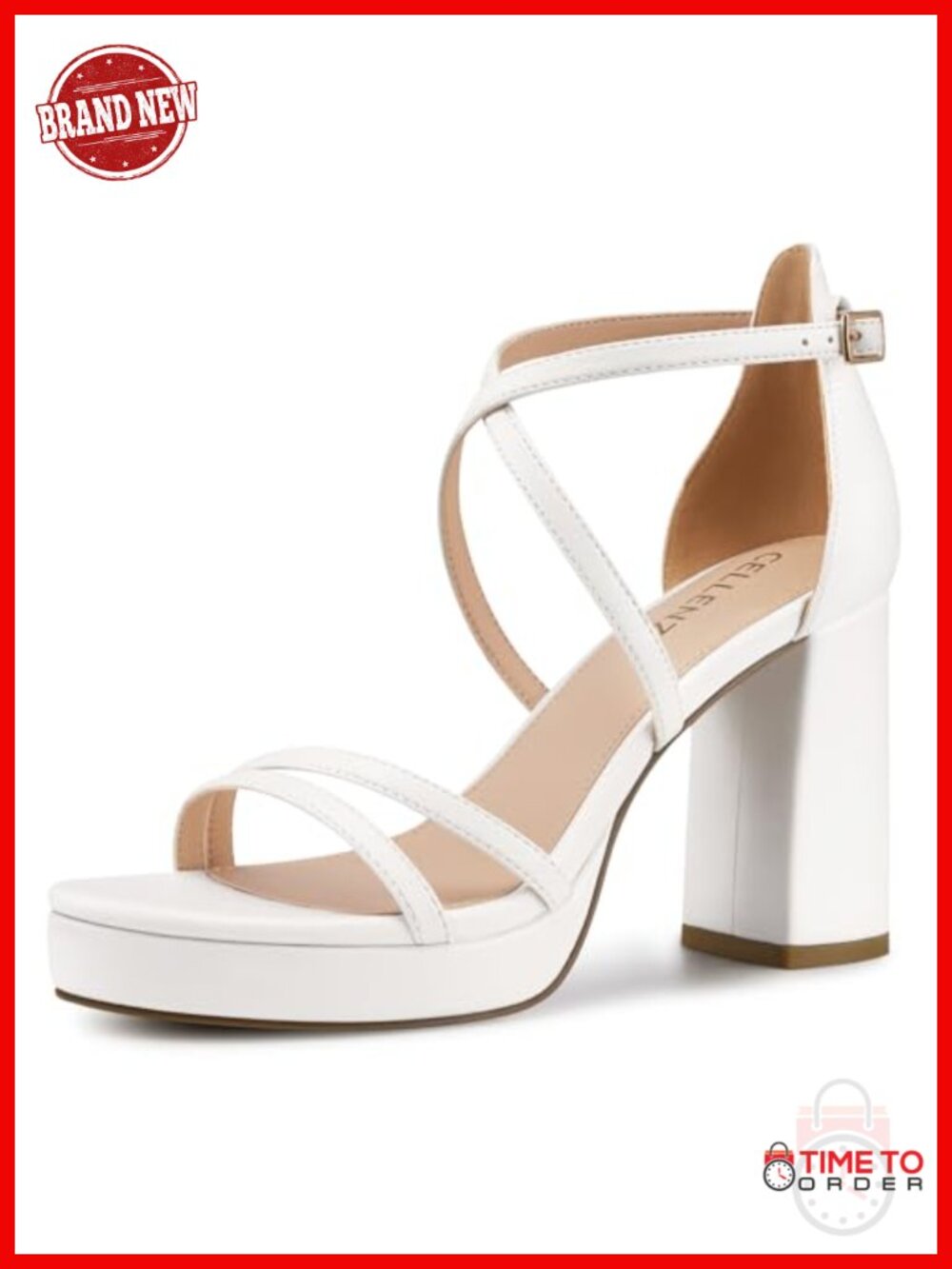 Women's Platform Block Heel Sandals Strappy Open Toe 3.4 Inch Comfort Heels